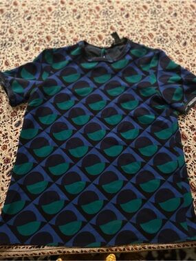 Marc Jacob’s Women’s Geometric Short-Sleeve Shirt in Blue & Green